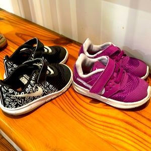 2 pair size 6 toddler Nike shoes. Girls.